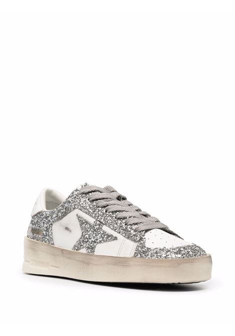 White and silver star-patch lace-up sneakers - GOLDEN GOOSE - women GOLDEN GOOSE | GWF00128F00218580185